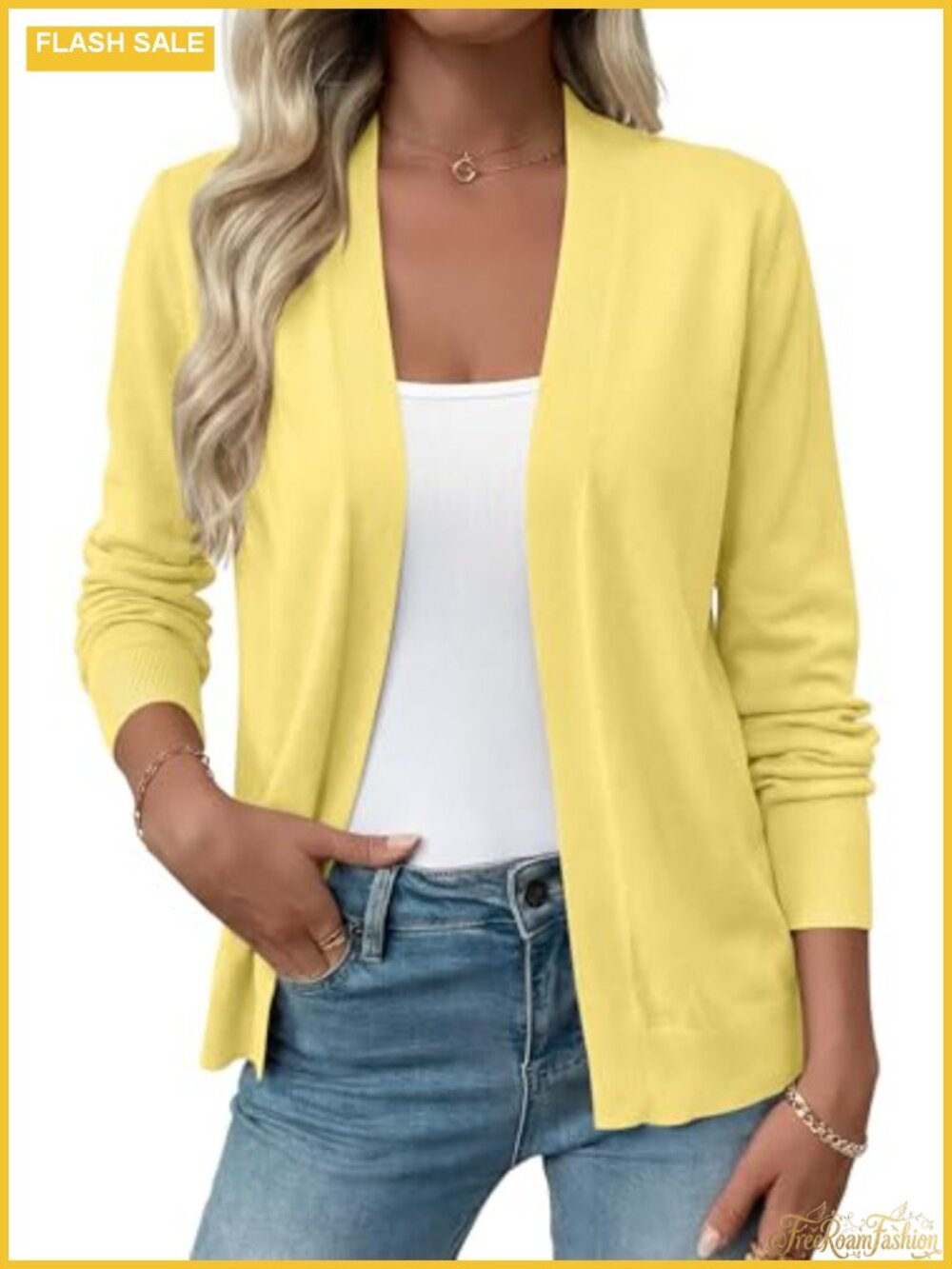Women Open Front Knit Cardigan Lightweight Long Sleeve Loose Shrug Layer
